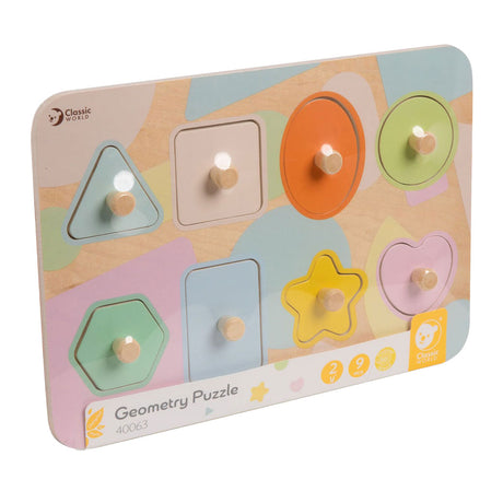 Formes de puzzle à tenons en bois du monde classique, 8 pièces.