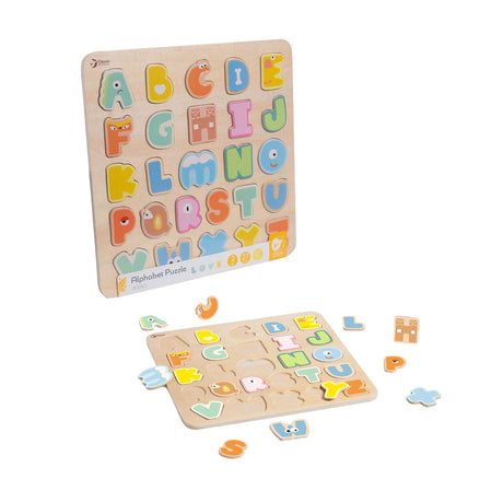Puzzle alphabet en bois du monde classique, jouets éducatifs, 27 pièces.