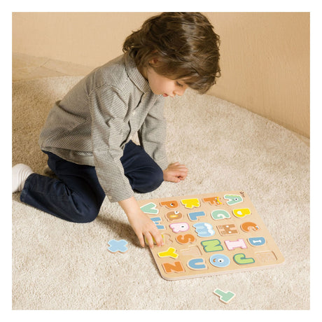 Puzzle alphabet en bois du monde classique, jouets éducatifs, 27 pièces.
