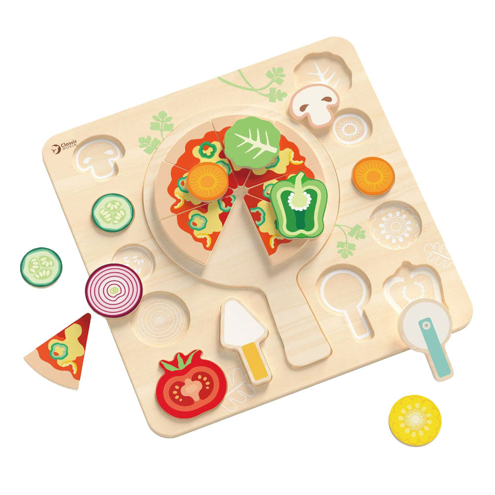 Pizza puzzle en forme de bois du monde classique, 22 pcs.
