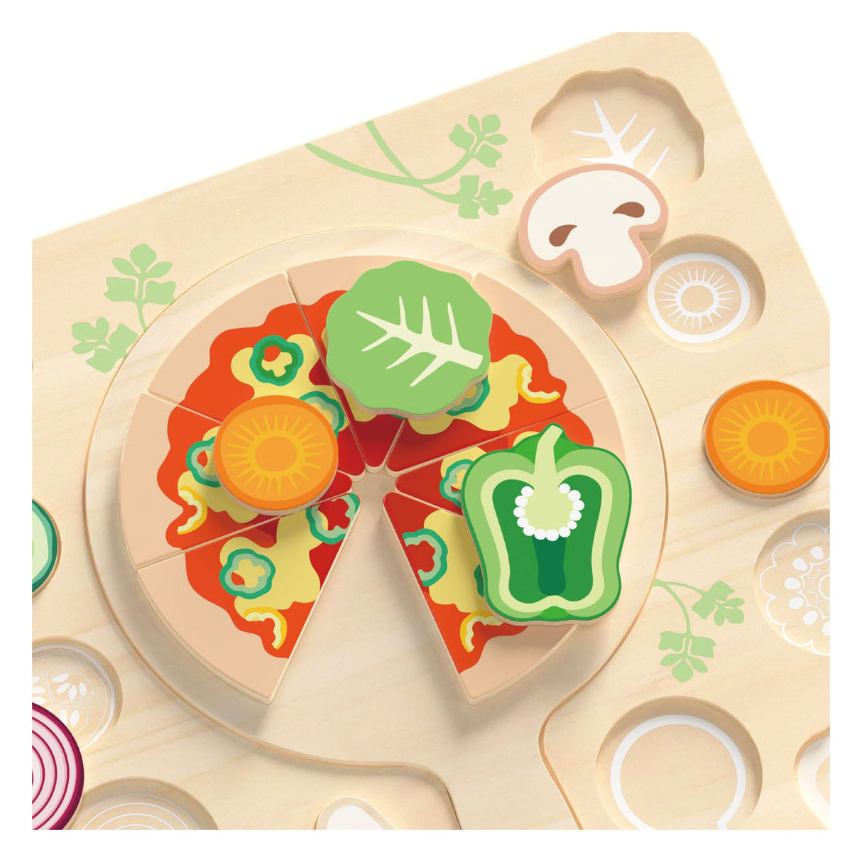 Puzzle en forme de jouet en bois du monde classique, pizza 22 pièces éducatives.