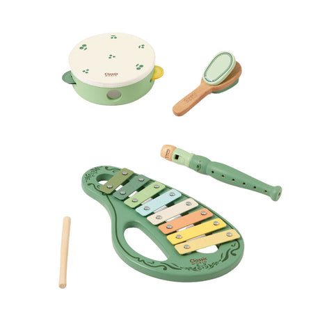 Ensemble d'instruments de musique vintage en bois du monde classique, 5 pièces.