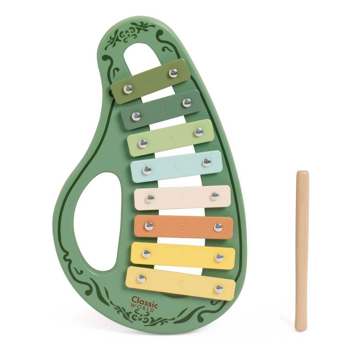 Xylophone vintage en bois du monde classique vert 2 pcs.