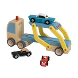 Transporteur en bois du monde classique avec 3 voitures