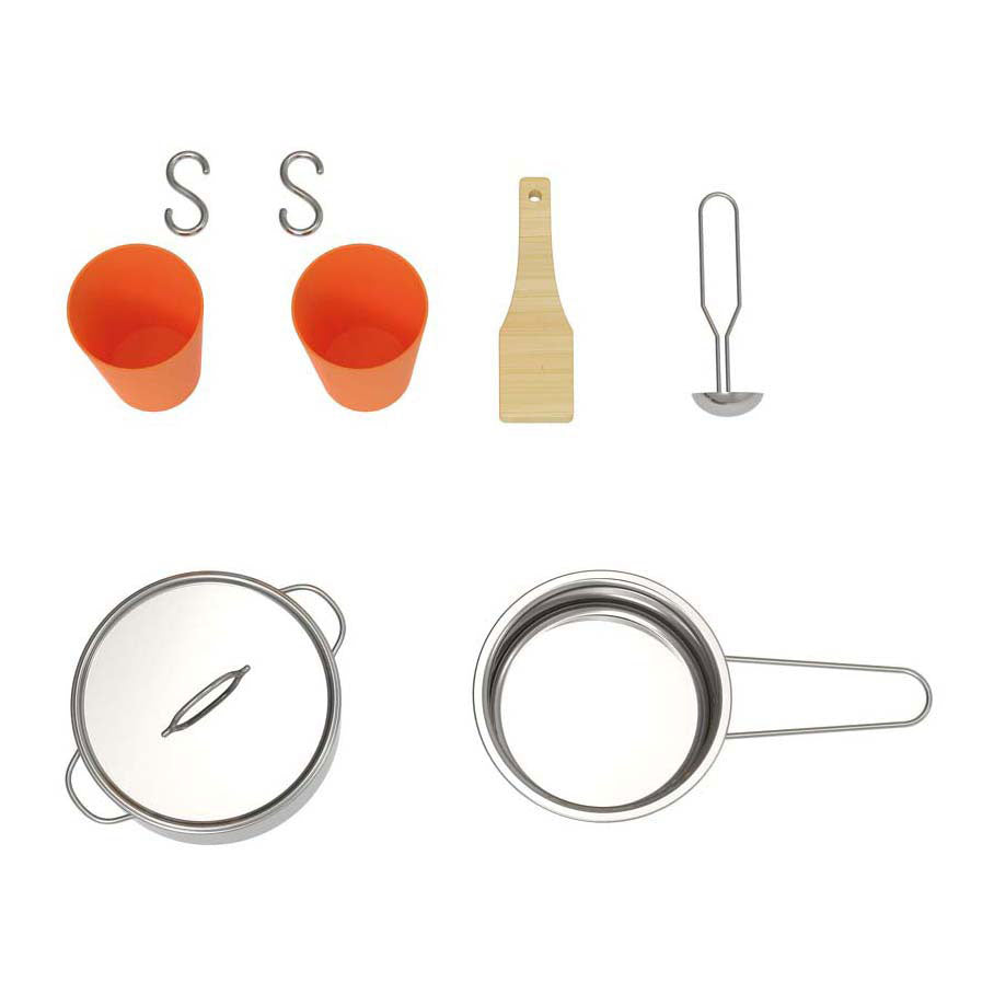 Cuisine de jeu extérieure en bois du monde classique avec accessoires, 7 pièces.