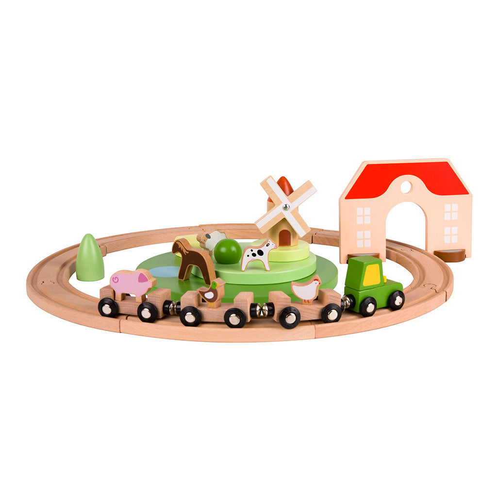 Classic World Wooden Farm Train Speelset, 28DLG.