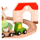 Ensemble de jeu de train de ferme en bois du monde classique, 28 pièces.