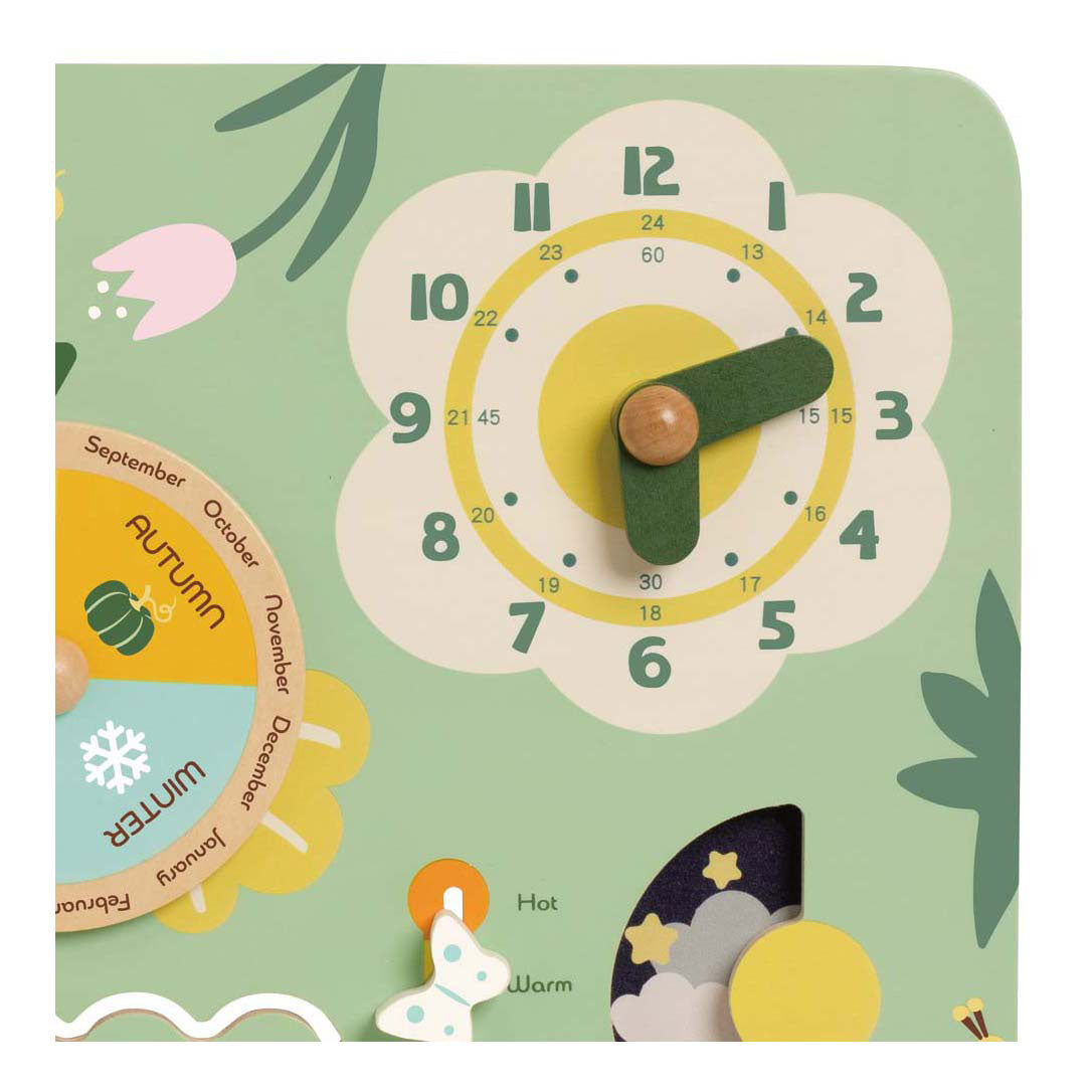 Horloge d'apprentissage de calendrier vintage en bois du monde classique
