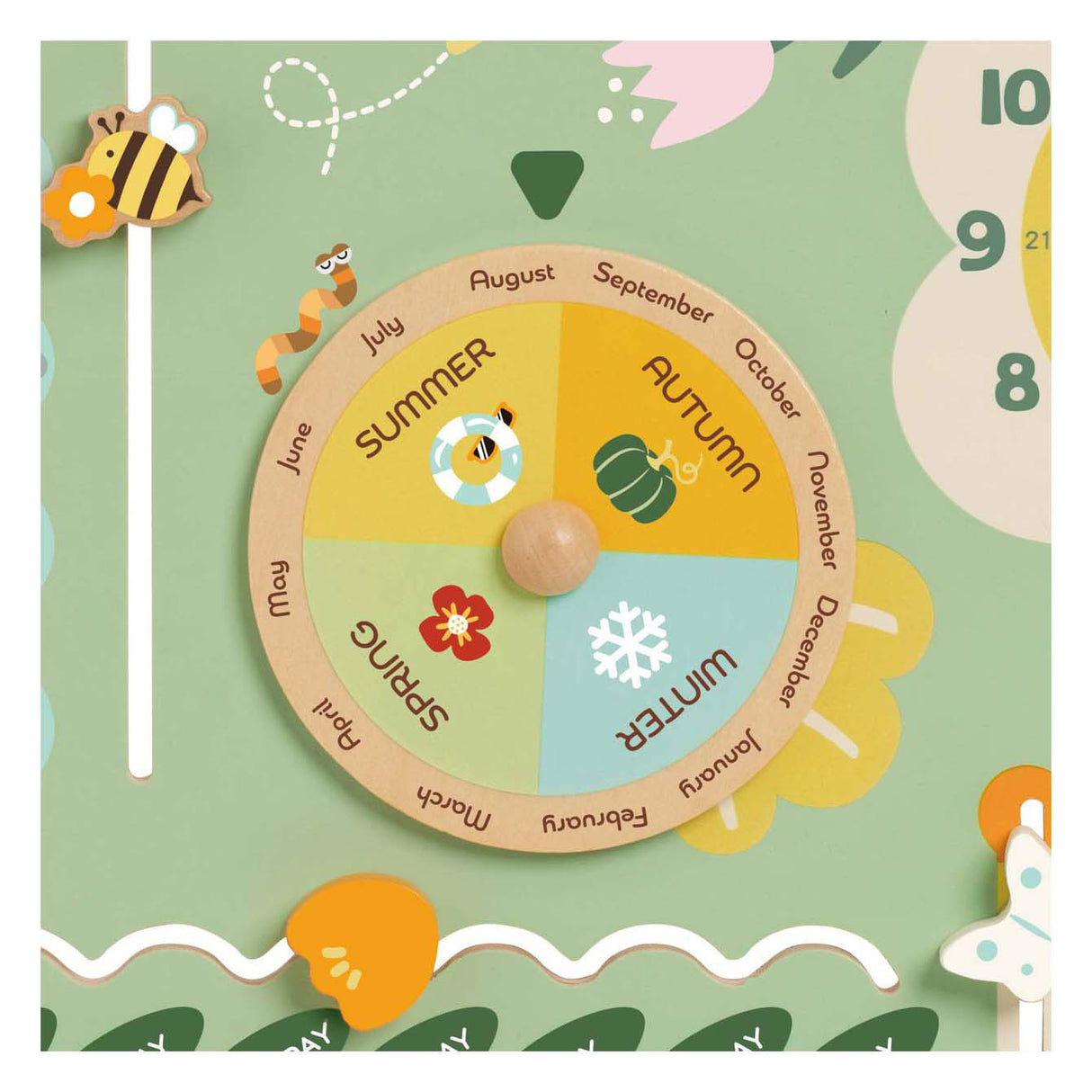 Horloge d'apprentissage de calendrier vintage en bois du monde classique