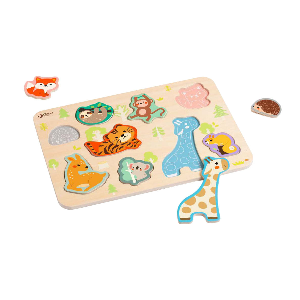 Puzzle animal en bois du monde classique, jouets éducatifs, 10 pièces.