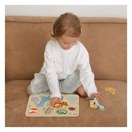 Puzzle animal en bois du monde classique, jouets éducatifs, 10 pièces.