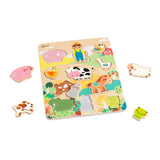 Ferme de puzzles à incrustations en bois du monde classique, 12 pcs.