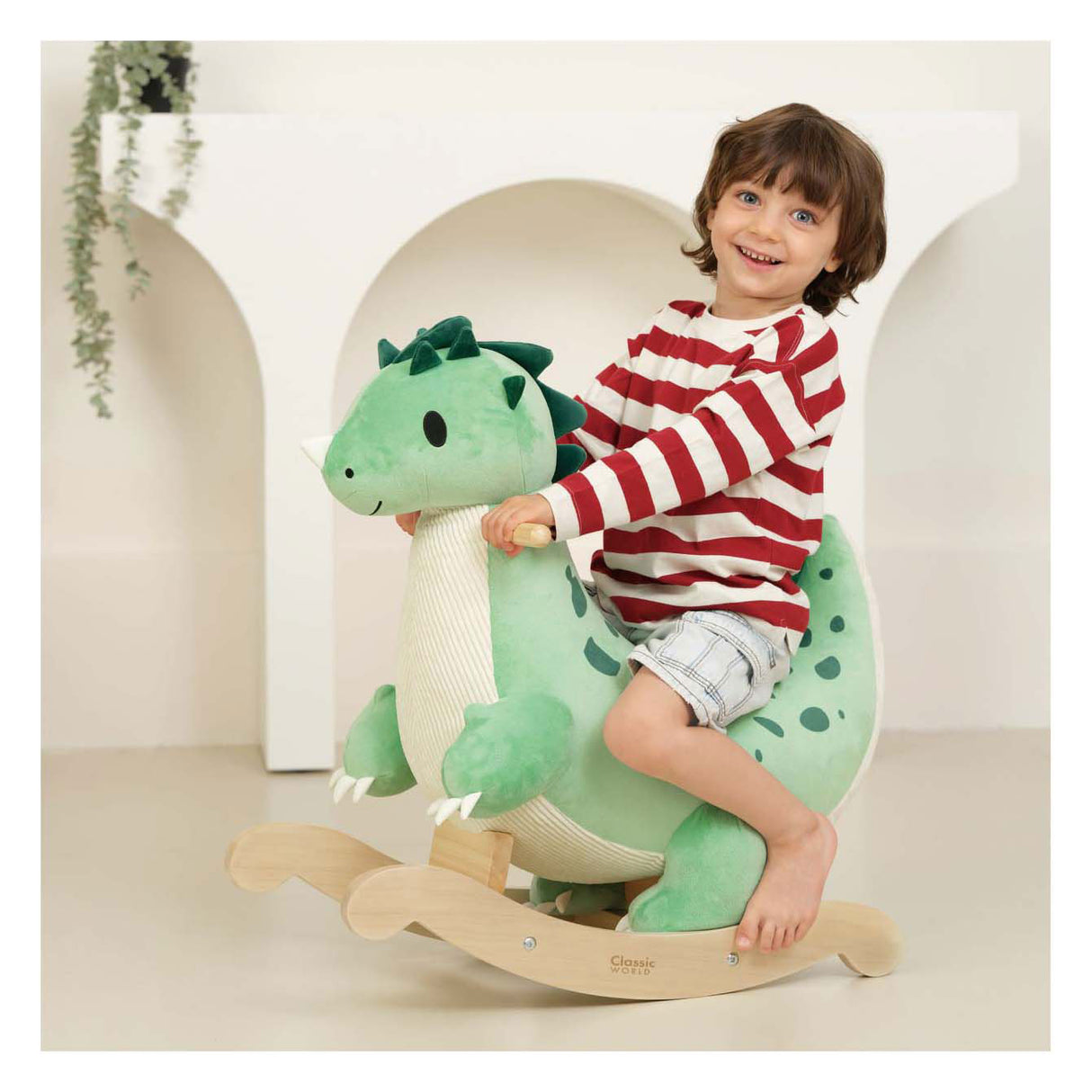 Dinosaure cheval à bascule en bois du monde classique
