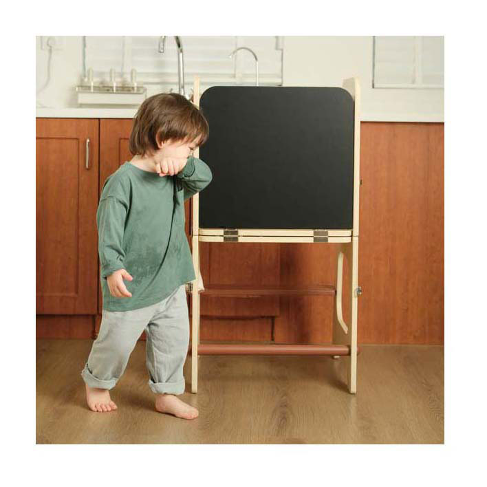Tour d'apprentissage et table 2 en 1 en bois Classic World réglable, 90 cm