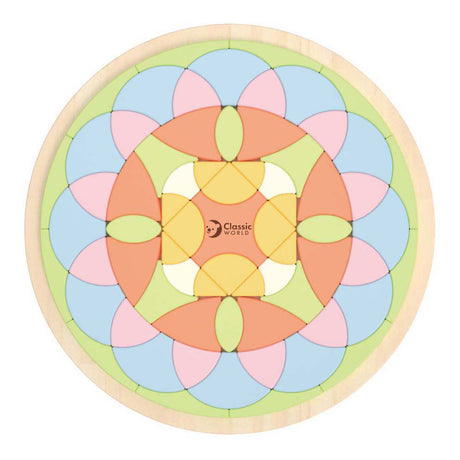 Puzzle mandala en bois du monde classique, jouets Montessori en forme de fleur
