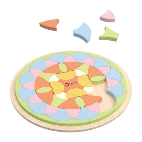 Puzzle mandala en bois du monde classique, jouets Montessori en forme de fleur