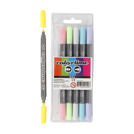 Marqueurs double face Creativ company - couleurs pastel, 6 pcs.