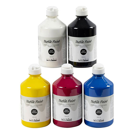 Creativ company textielverf - primaire kleuren, 5x500ml