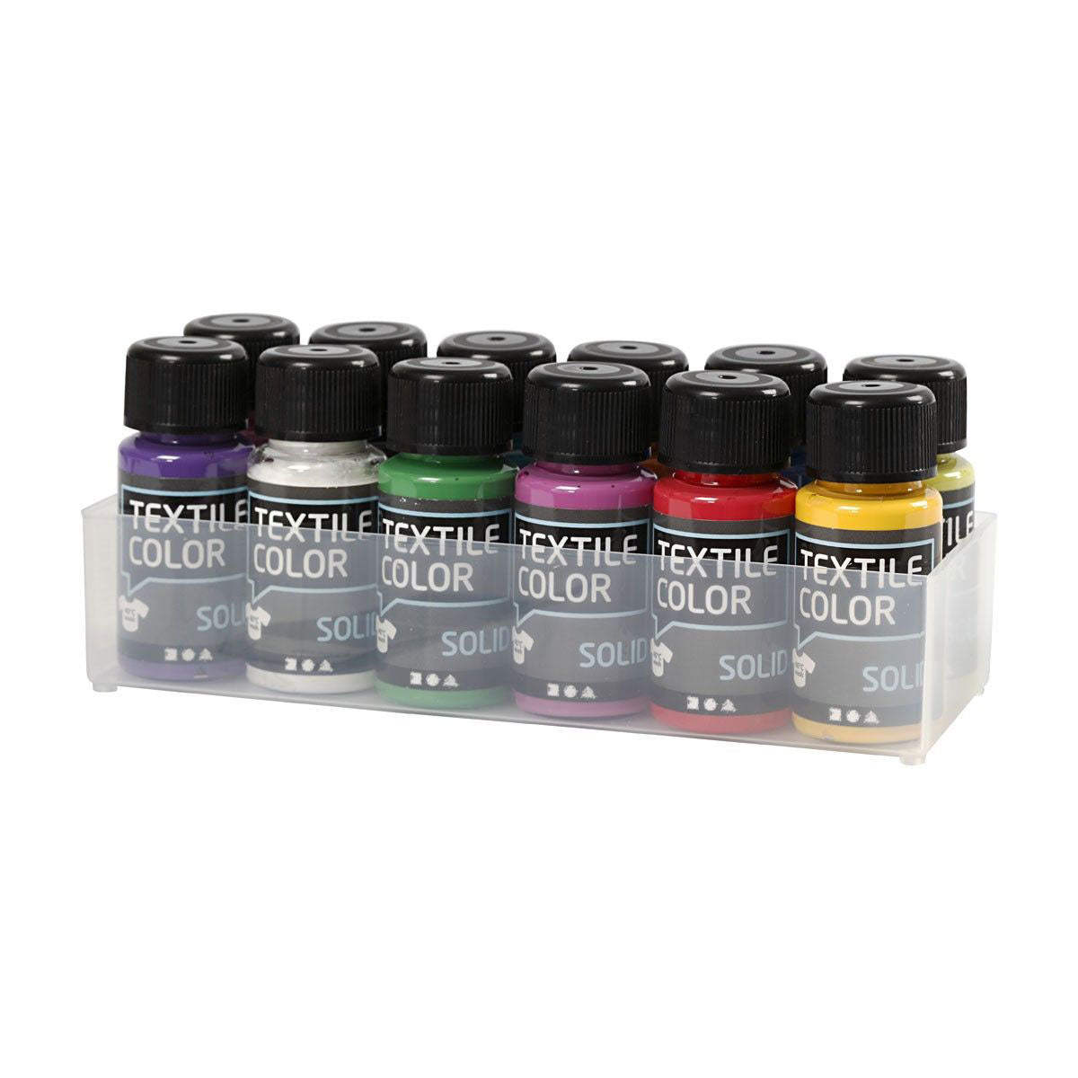 Peinture textile opaque Creativ company - lot de 12 couleurs, 50ml