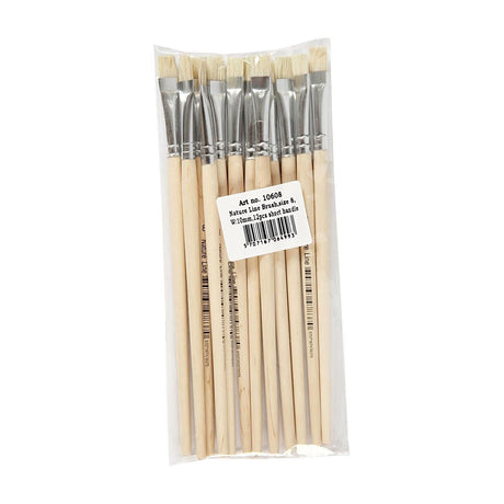 Brosses en bois de la société Creativ - non. 8, manche court, 12 pièces.
