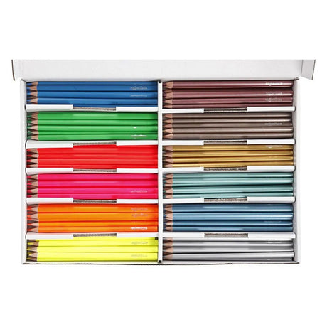 Société créative https : www.ccobby.nl colortime-coloured-pencils-l-17-45-cm-fill-3-mm-metallic-colours-neon-colours-144-piece-1-box