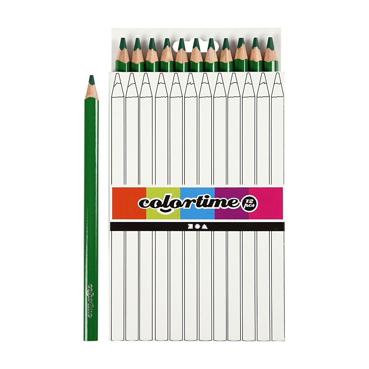 Triangular Jumbo colored pencils - Green, 12st.