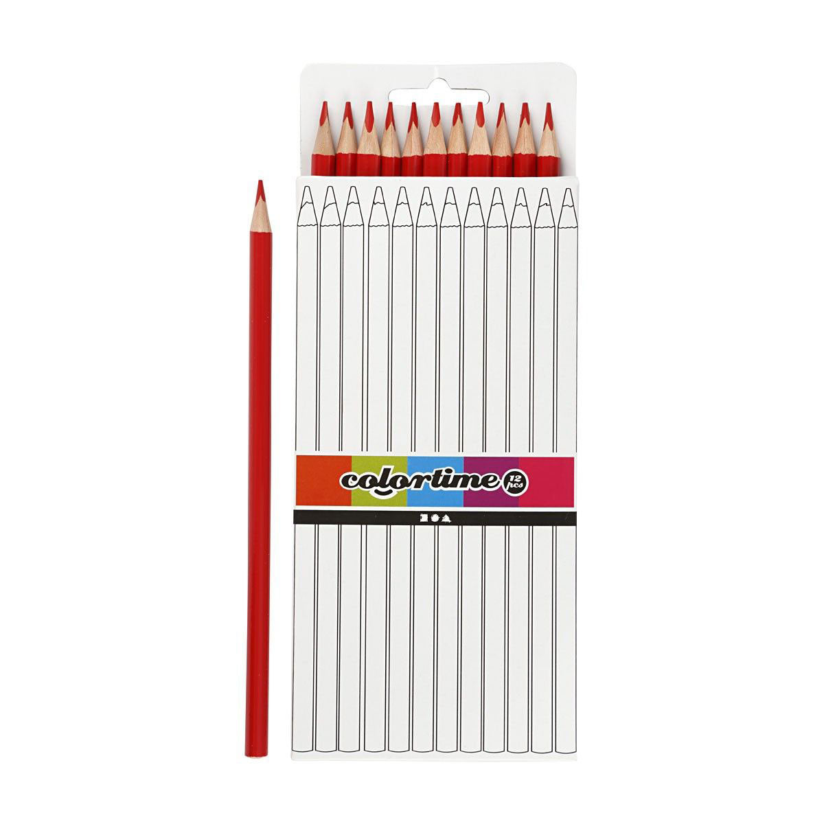 Crétiv Company Triangular Colored Crayons - Red, 12st.