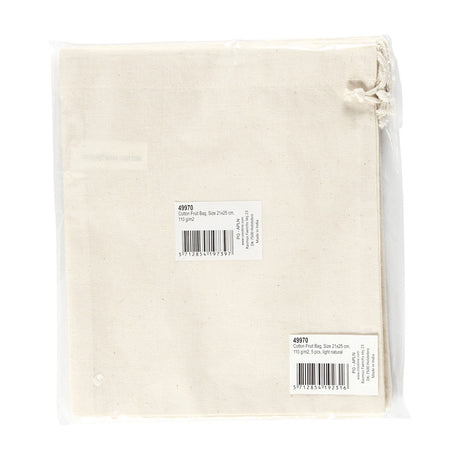 Société créative https : www.ccobby.nl fabric-bag-size-21x25-cm-110-gr-light-natural-5-piece-1-box