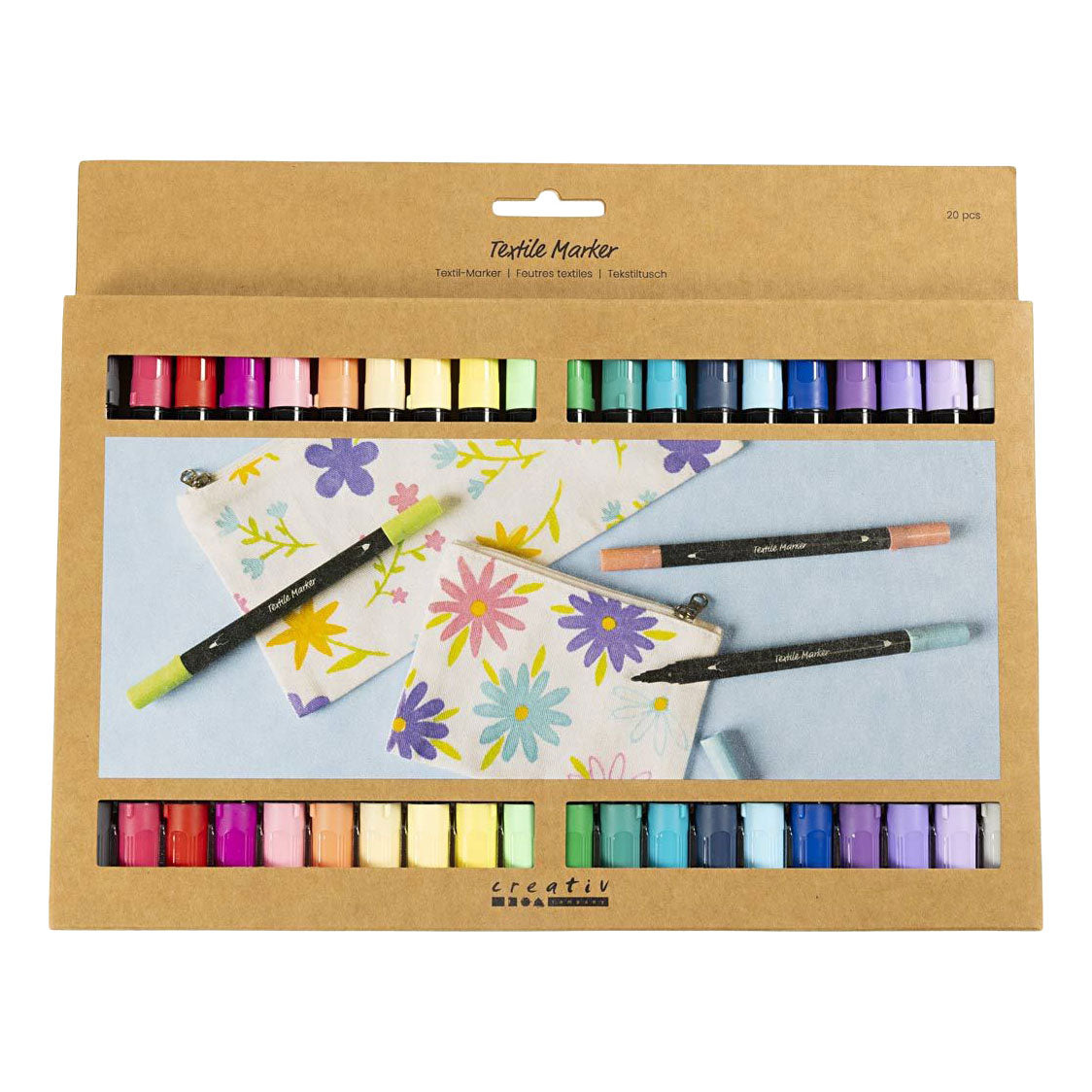 Marqueurs pour tissu double face Creativ company - couleurs supplémentaires, 20 pcs.