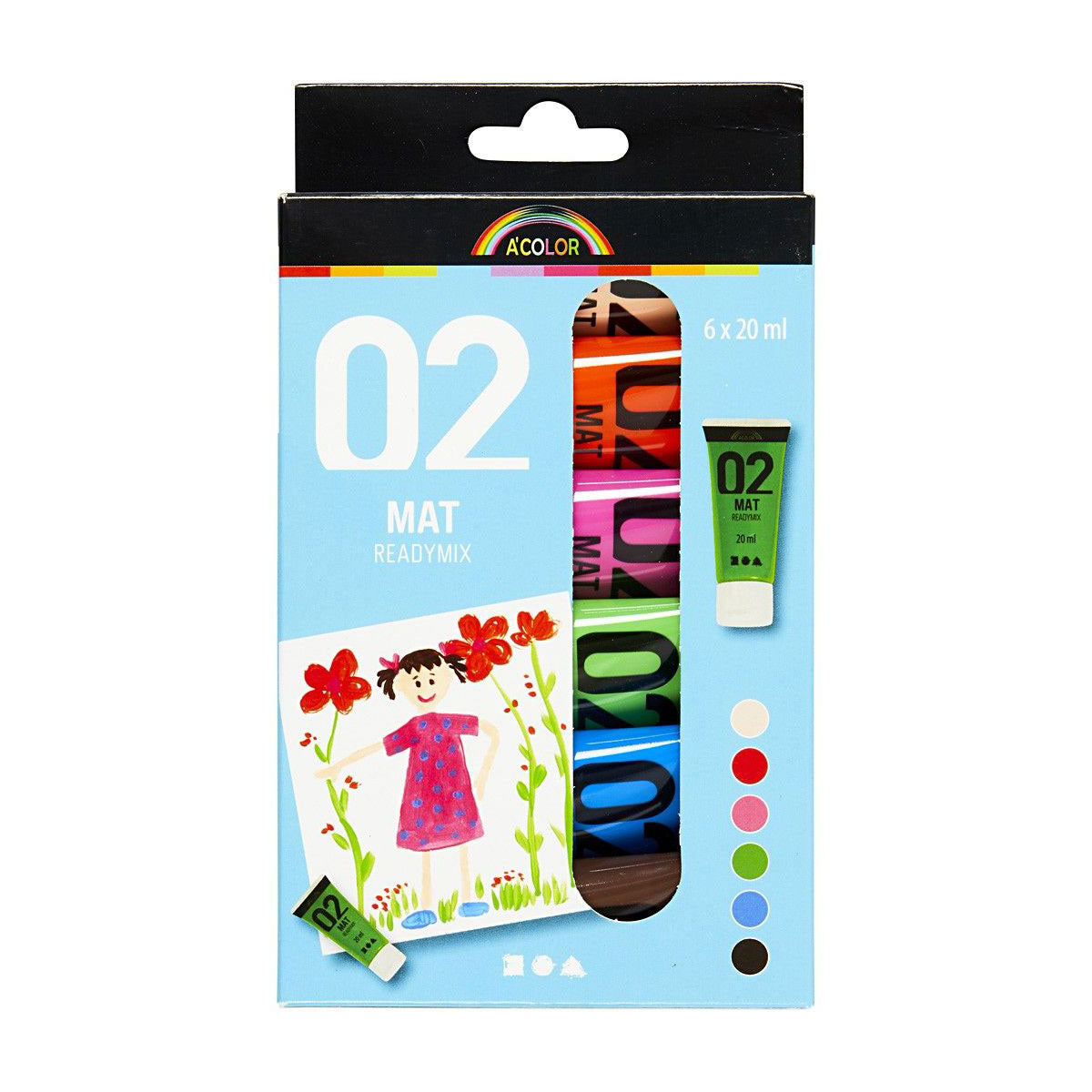 Peinture acrylique Creativ company différentes couleurs, 02 - mat, 6x20ml