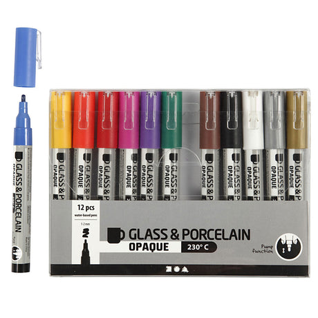 Société créative https : www.cchobby.nl marqueurs pour verre-porcelaine-épaisseur de ligne-1-2-mm-semi-opaque-diverses-couleurs-12-pièces-1-boîte