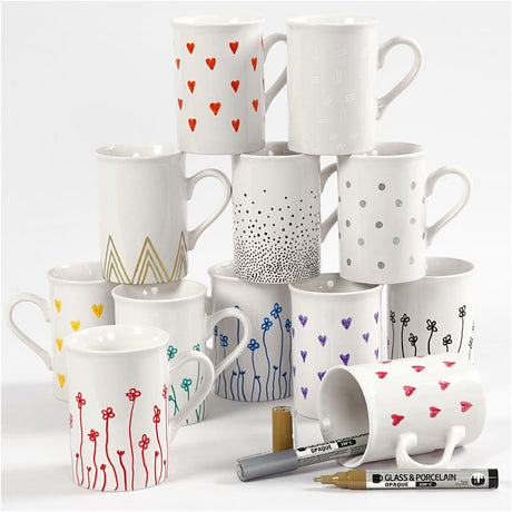Société créative https : www.cchobby.nl marqueurs pour verre-porcelaine-épaisseur de ligne-1-2-mm-semi-opaque-diverses-couleurs-12-pièces-1-boîte