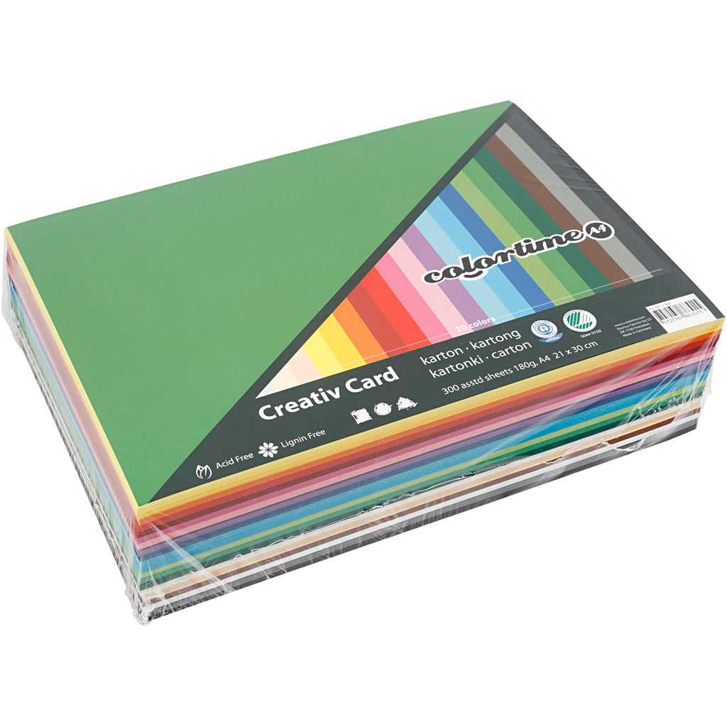Creativ company carton coloré couleur A4, 180gr, 300 feuilles