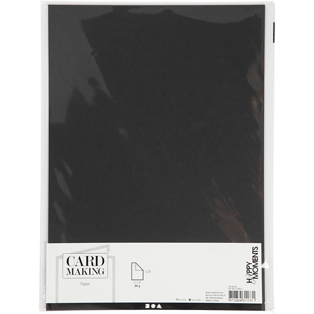 Papier d'entreprise Creativ, a4, feuille 210x297 mm, 80 gr, noir, 20 pièces 1 boîte