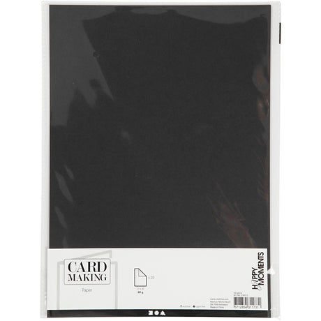 Papier d'entreprise Creativ, a4, feuille 210x297 mm, 80 gr, noir, 20 pièces 1 boîte