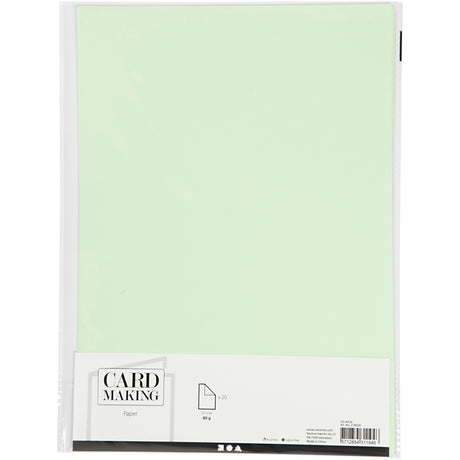 Papier Creativ company, a4, feuille 210x297 mm, 80 gr, vert clair, 20 pièces 1 boîte