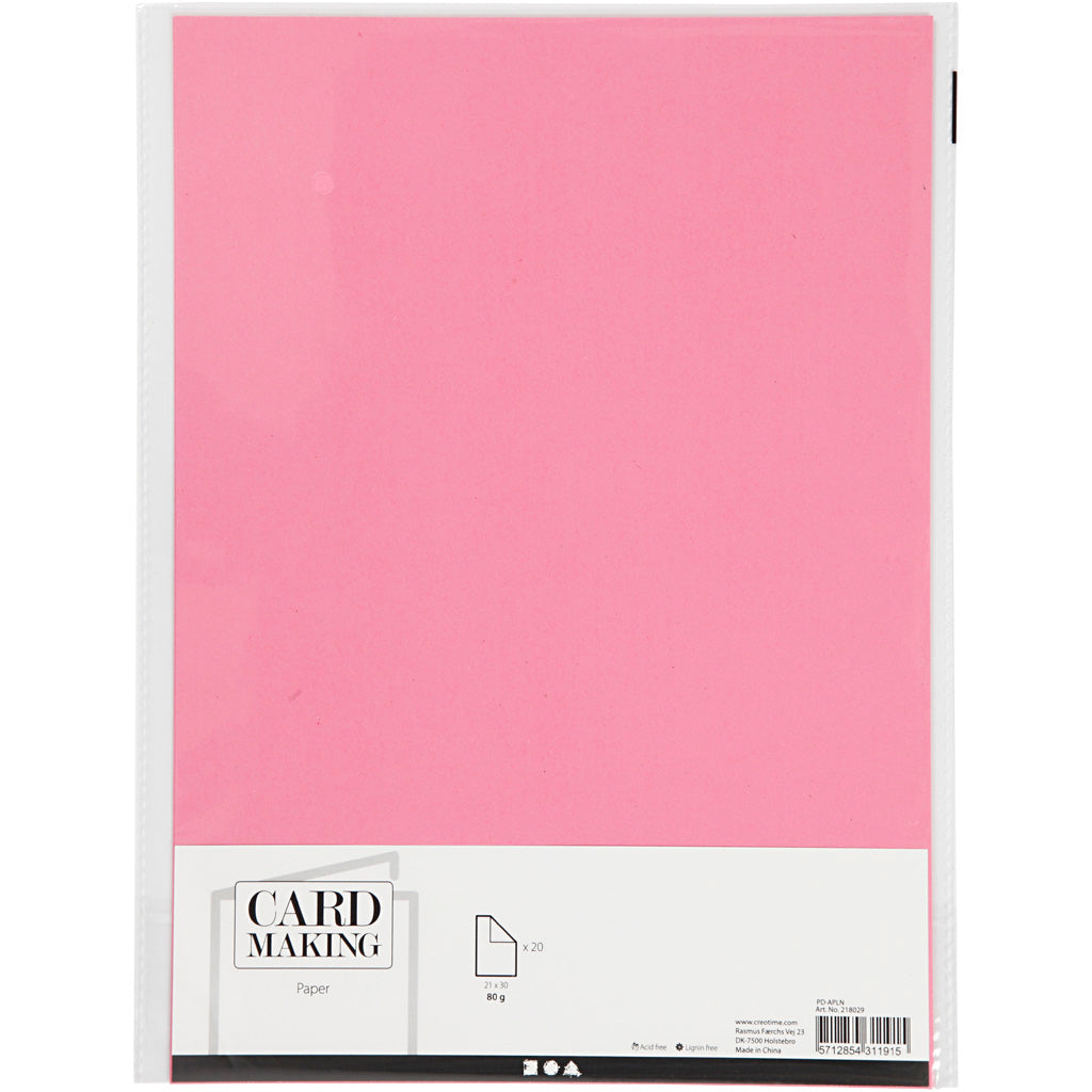 Creativ company papier rose a4 80gr, 20 pcs.
