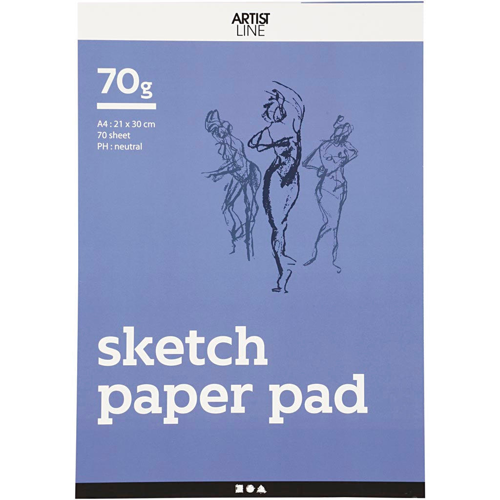 Sketch block white A4 70gr, 70 sheets