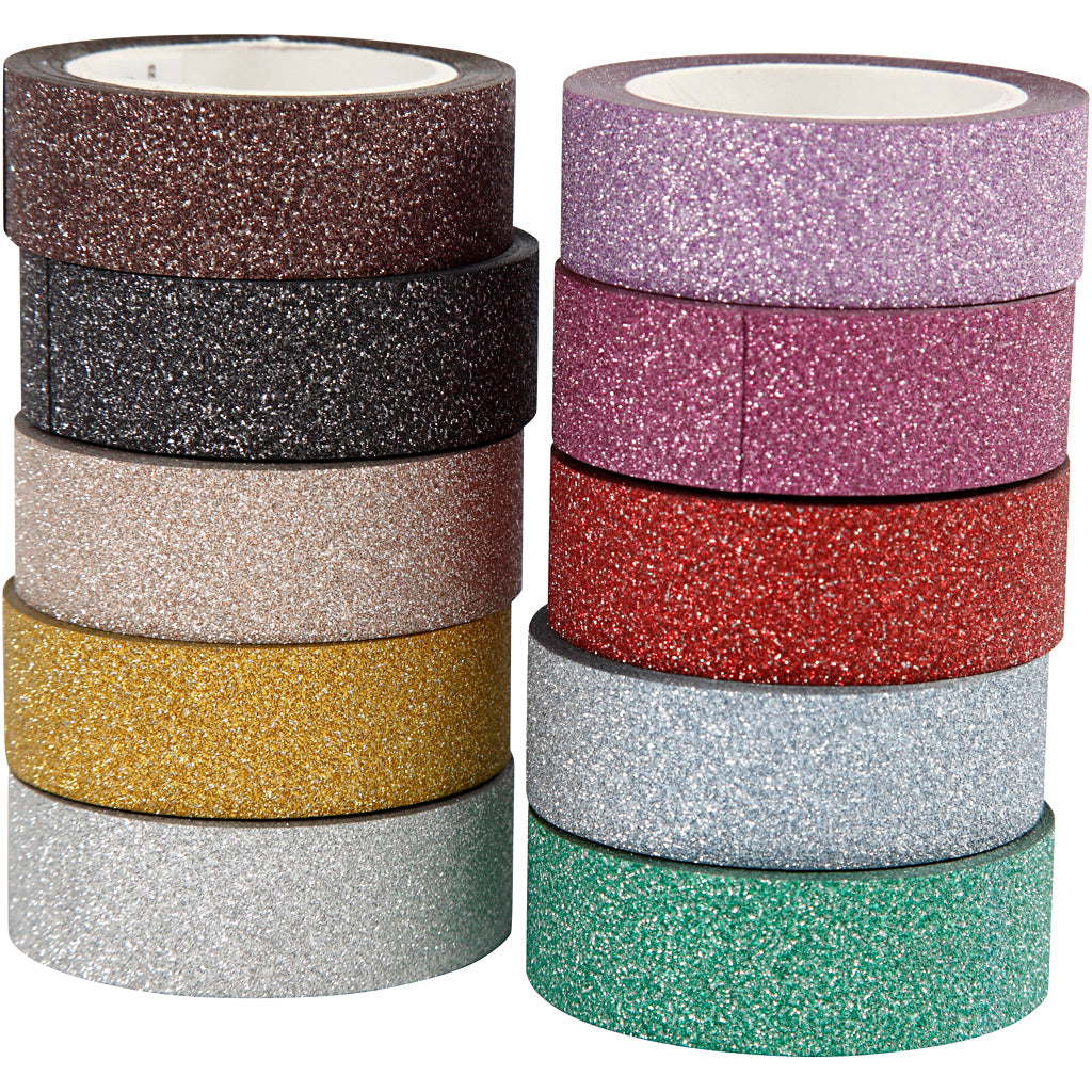 Société créative https: www.ccobby.nl Glitter-tape-b-15-mm-various-colors-10x6-m-1-doos