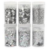 Creative Company Glitter e paillettes argento, 6x5gr