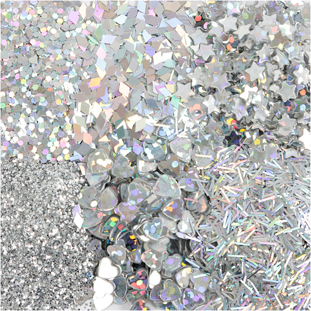 Creative Company Glitter e paillettes argento, 6x5gr