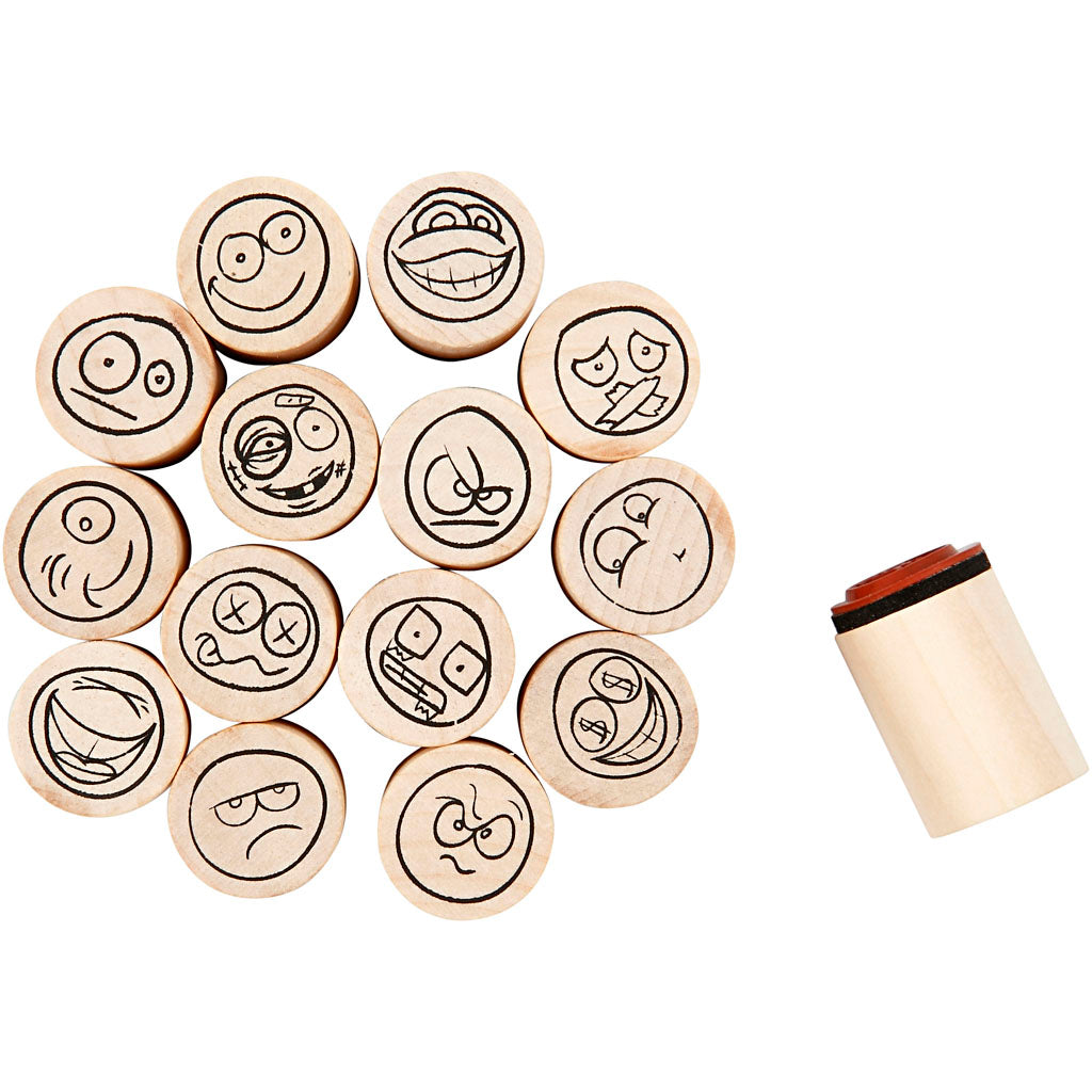 Creativ company tampons d'art déco visage souriant, 15 pcs.