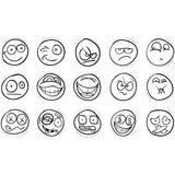 Creativ company tampons d'art déco visage souriant, 15 pcs.