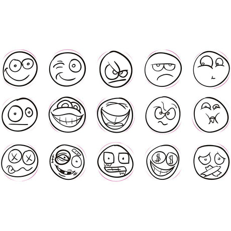 Creativ company tampons d'art déco visage souriant, 15 pcs.