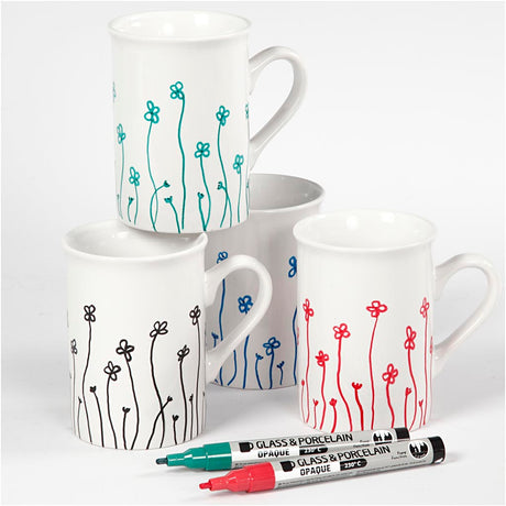 Société Creativ https : www.cchobby.nl marqueurs verre-porcelaine-épaisseur de ligne-1-2-mm-semi-opaque-noir-bleu-vert-rouge-4-pièces-1-boîte