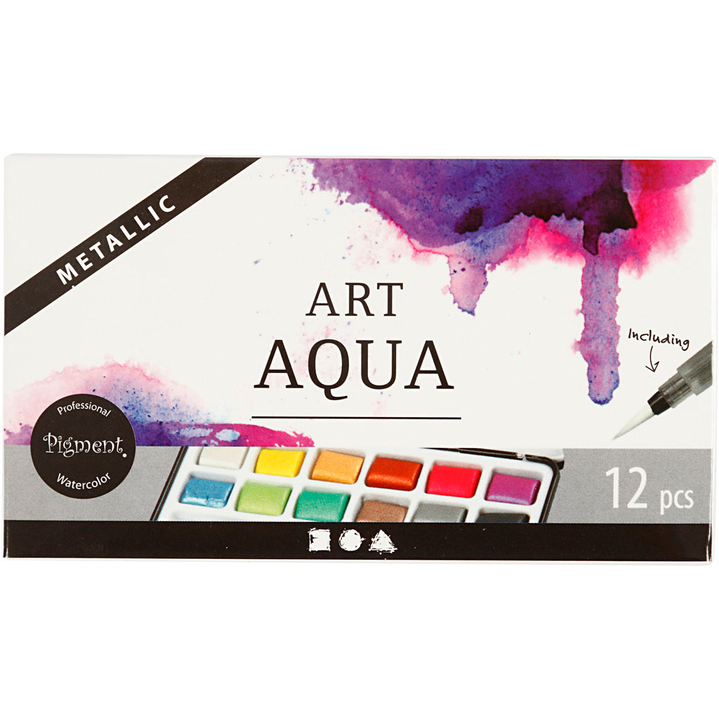 Art Aqua Aquarel Paint Metallic, 12 färger