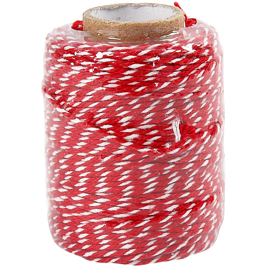 Société Creativ https: www.ccobby.nl cordon de coton-épaisseur-1-1-mm-rouge-blanc-50-m-1-roll