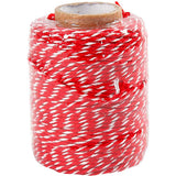 Société Creativ https: www.ccobby.nl cordon de coton-épaisseur-1-1-mm-rouge-blanc-50-m-1-roll