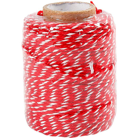 Société Creativ https: www.ccobby.nl cordon de coton-épaisseur-1-1-mm-rouge-blanc-50-m-1-roll