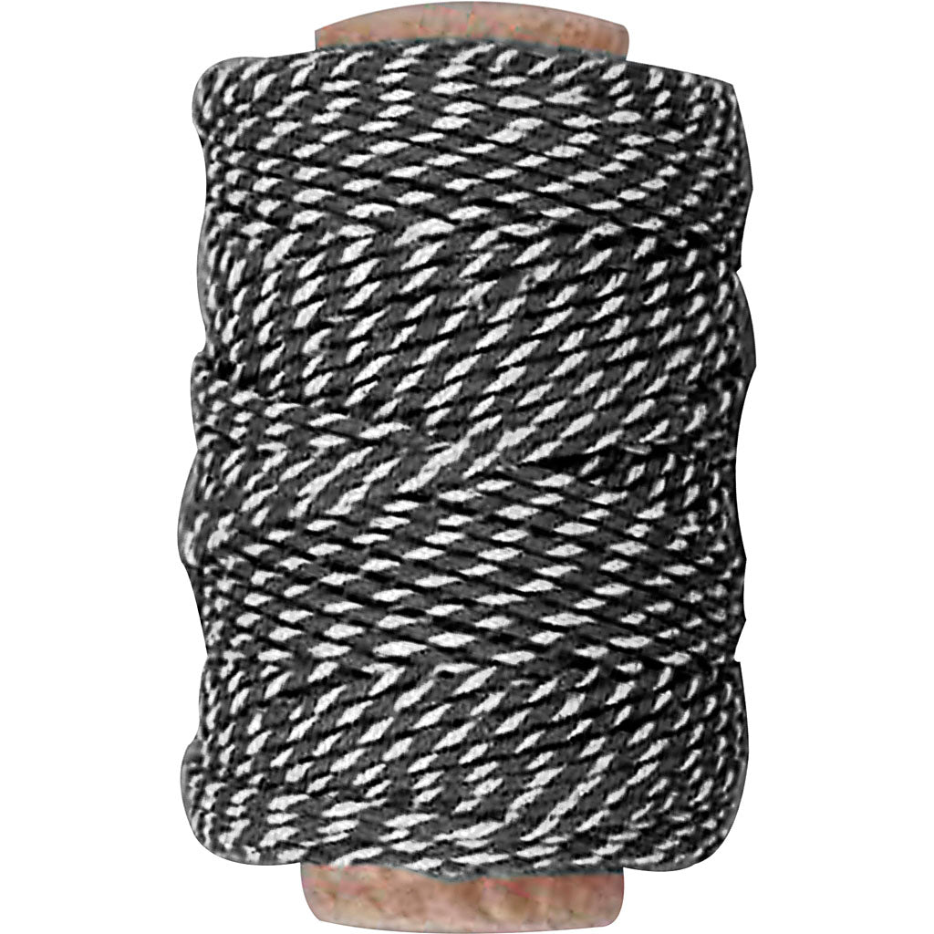 Creativ Company Cotton Cord Black White, 50 m